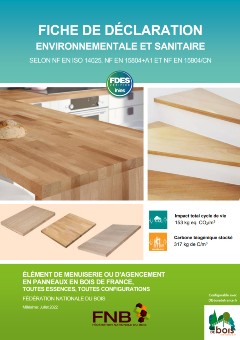 FDES élément de menuiserie en panneaux bois de France