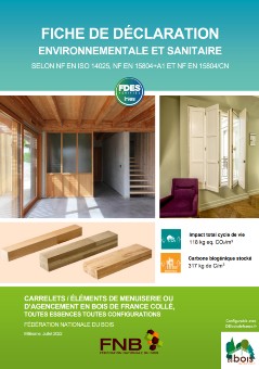 FDES carrelets, éléments de menuiserie ou d'agencement en bois de France collé