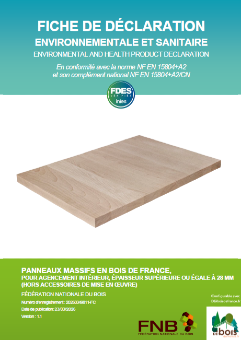 FDES Panneaux massif en bois de France > = 28mm