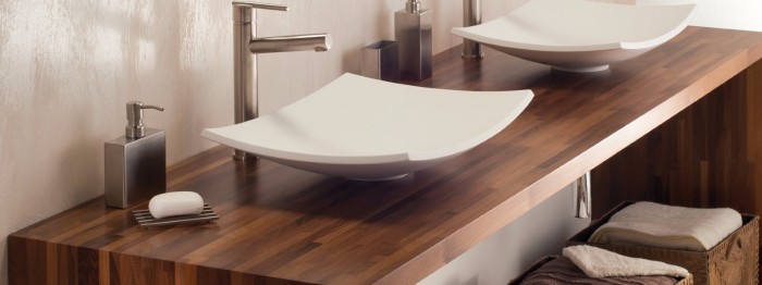 Meuble salle de bain en Patchwood