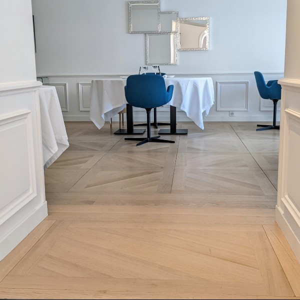 Le parquet du restaurant étoilé Frederic Doucet